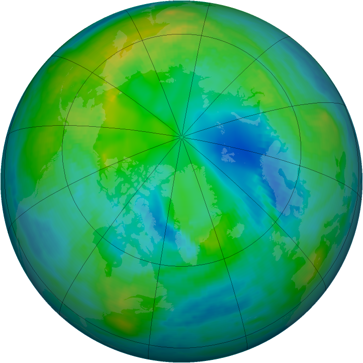 Arctic ozone map for 28 October 1979